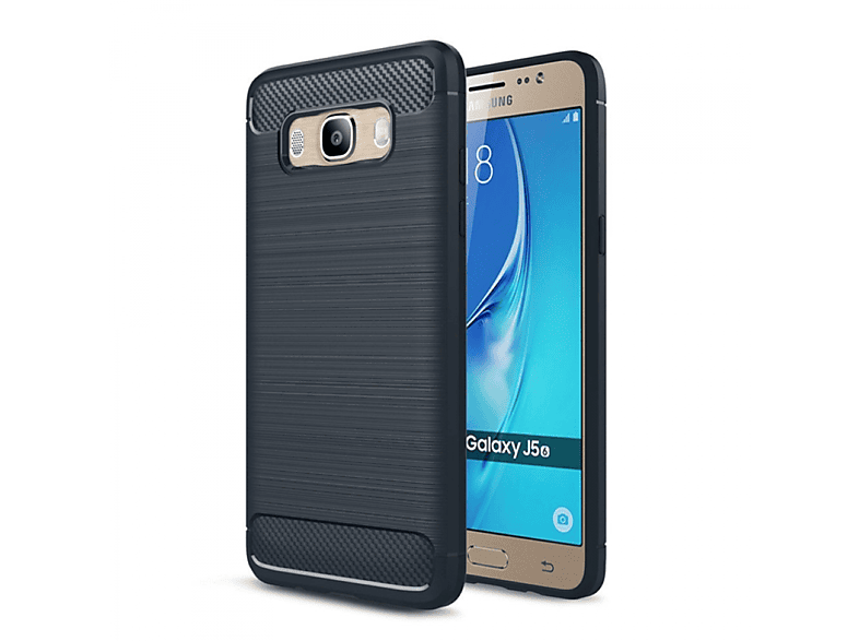 CASEONLINE Gebürstet - Blau, Samsung, (2016), Schwarz Backcover, Galaxy J5
