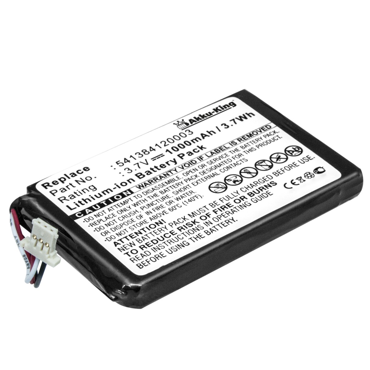 Geräte-Akku, Volt, mit Akku kompatibel 1000mAh 3.7 Li-Ion Navigon 541384120003 AKKU-KING