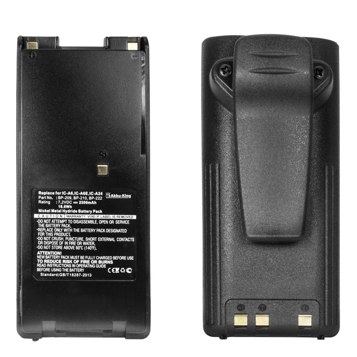 AKKU-KING Akku kompatibel Geräte-Akku, Volt, 7.2 mit 2500mAh Ni-MH Icom BP-222