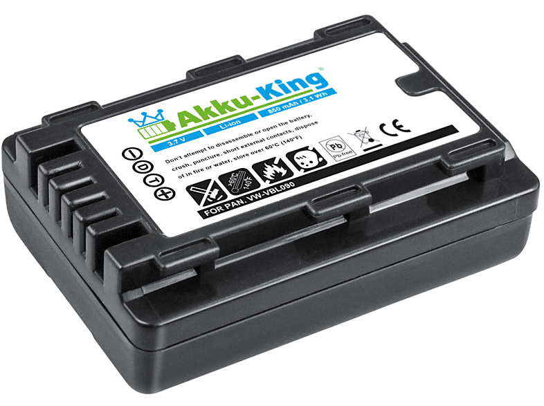 Panasonic Akku Li-Ion Volt, 850mAh 3.7 Kamera-Akku, AKKU-KING VW-VBL090 mit kompatibel