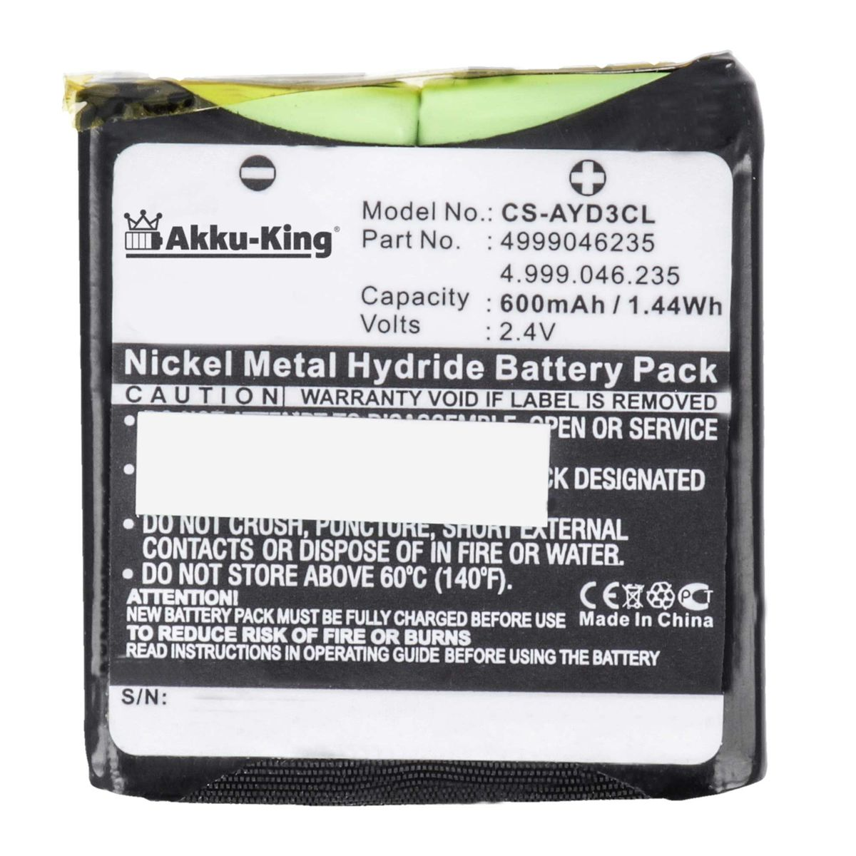 AKKU-KING 600mAh Geräte-Akku, Li-Ion Akku mit kompatibel 4999046235 2.4 AVAYA Volt,