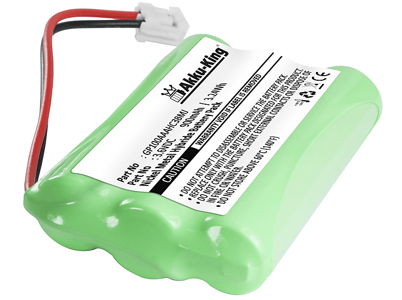 900mAh 3.6 AKKU-KING GP100AAAHC3BMJ Akku mit kompatibel Volt, Ni-MH Geräte-Akku, Audioline