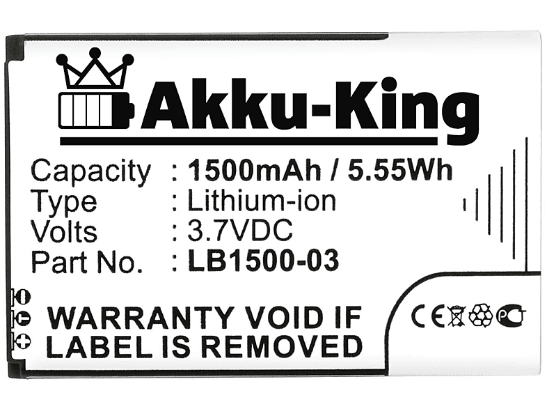 Handy-Akku, Akku AKKU-KING LB1500-03 1500mAh mit 3.7 kompatibel Li-Ion Volt, Huawei