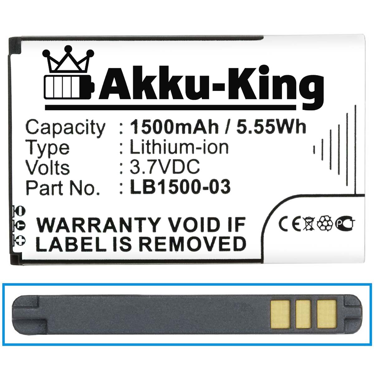 Handy-Akku, Akku AKKU-KING LB1500-03 1500mAh mit 3.7 kompatibel Li-Ion Volt, Huawei