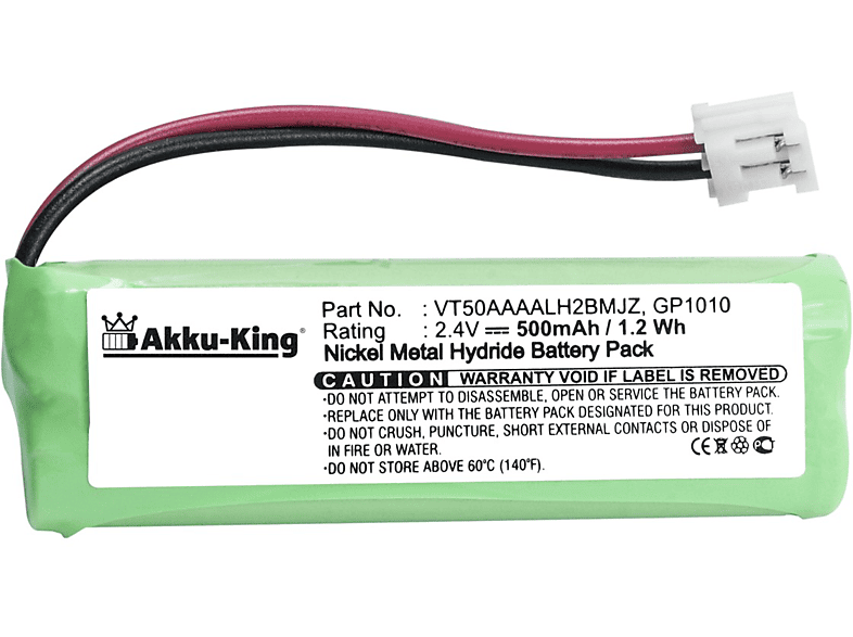 AKKU-KING Akku kompatibel mit Swissvoice VT50AAAALH2BMJZ Ni-MH Geräte-Akku, 2.4 Volt, 500mAh