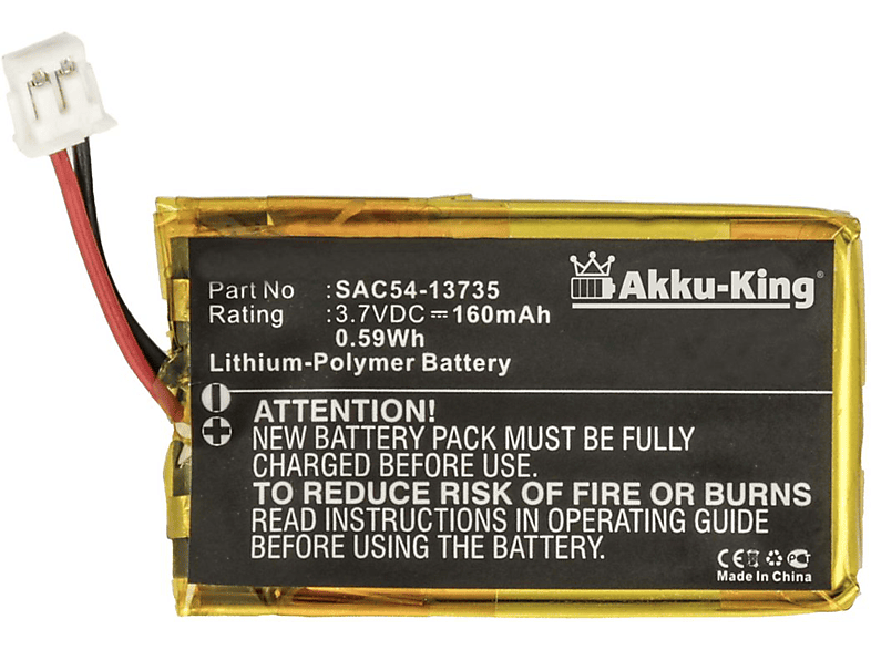 kompatibel Volt, Akku 160mAh Sportdog SAC54-13735 3.7 AKKU-KING Li-Polymer mit Geräte-Akku,