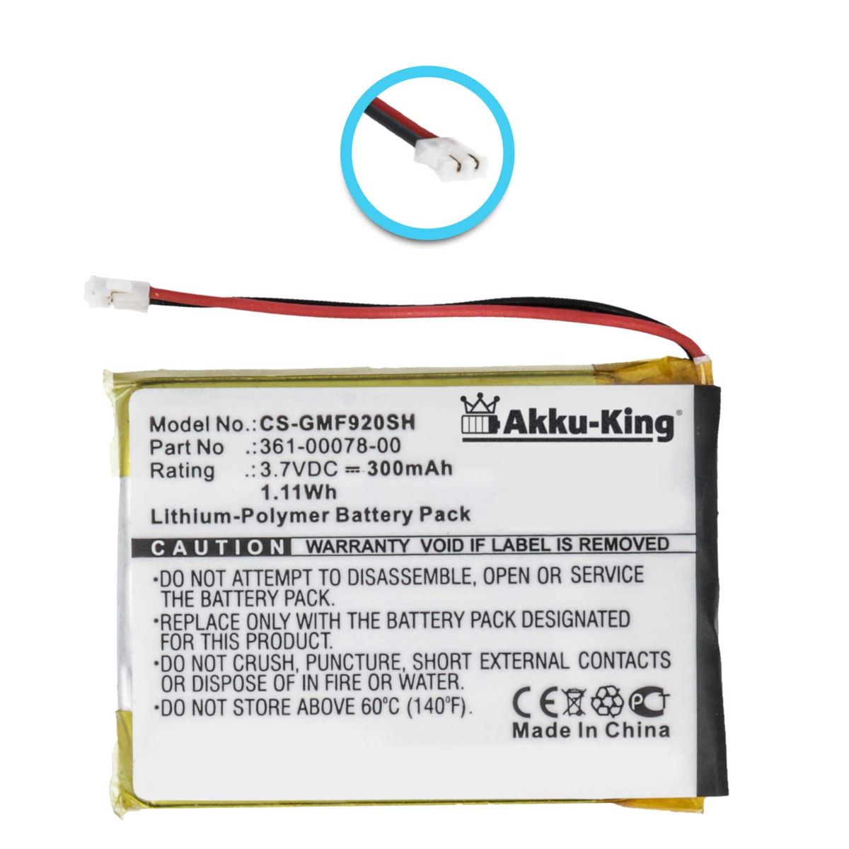 AKKU-KING Akku kompatibel mit Li-Polymer Volt, 300mAh 361-00078-00 Garmin 3.7 Smartwatch-Akku
