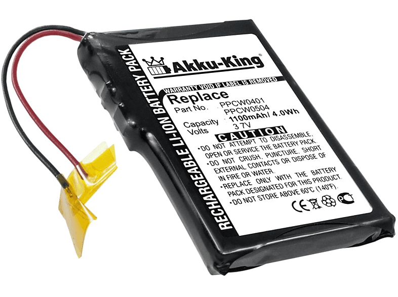 AKKU-KING Akku kompatibel mit Cowon PPCW0401 Li-Ion Geräte-Akku, 3.7 Volt, 1100mAh