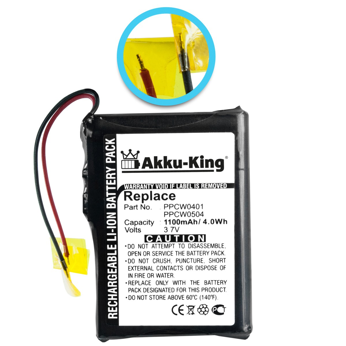 AKKU-KING Akku kompatibel mit Cowon PPCW0401 3.7 Geräte-Akku, Volt, Li-Ion 1100mAh