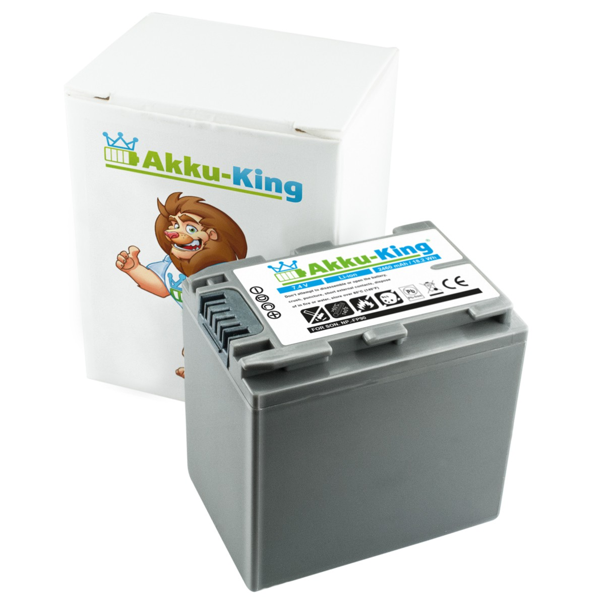 AKKU-KING Akku kompatibel mit Sony Kamera-Akku, 7.4 NP-FP90 Li-Ion Volt, 2460mAh