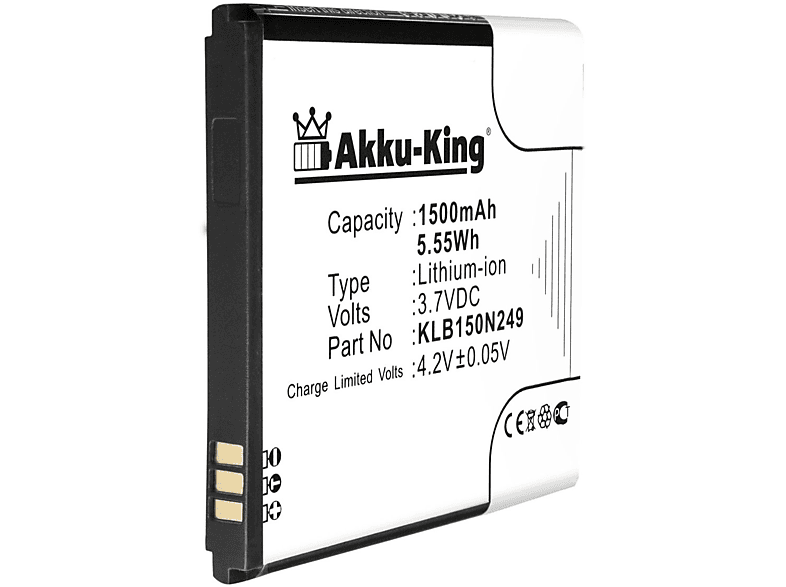 AKKU-KING Akku kompatibel mit Kazam KLB150N249 Li-Ion Handy-Akku, 3.7 Volt, 1500mAh