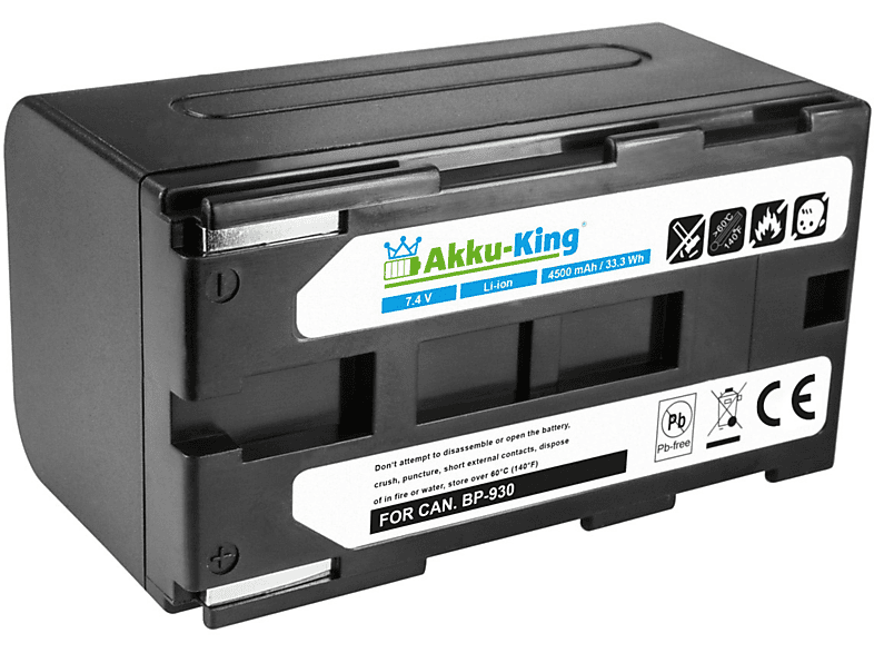 AKKU-KING Akku kompatibel mit BP-930 Li-Ion Canon Kamera-Akku, Volt, 7.4 4500mAh