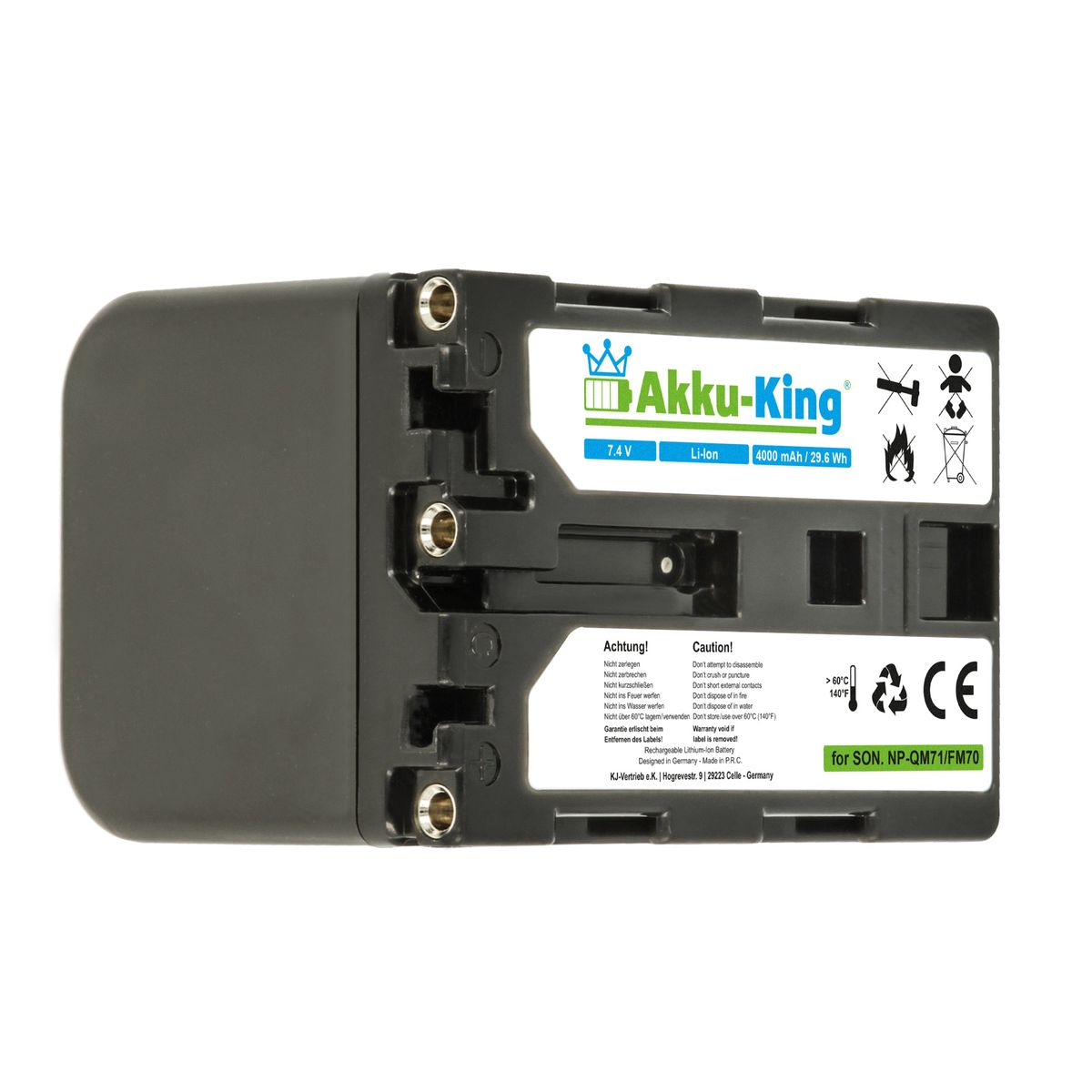 Kamera-Akku, Sony AKKU-KING Akku NP-QM71 4000mAh mit Volt, Li-Ion kompatibel 7.4