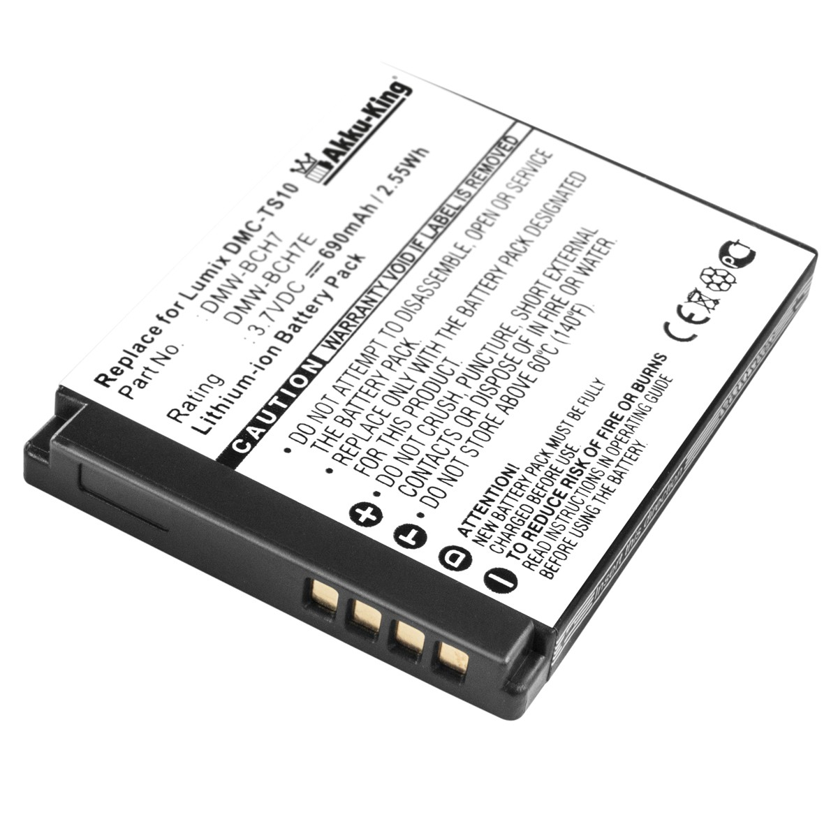 Akku Kamera-Akku, Volt, mit 3.7 Li-Ion 690mAh Panasonic AKKU-KING kompatibel DMW-BCH7