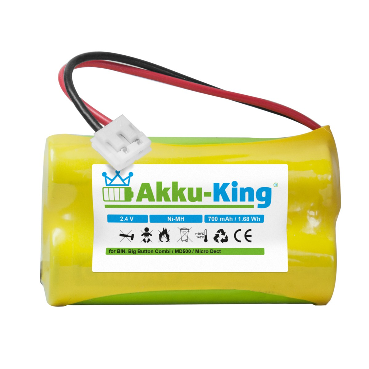 Geräte-Akku, Volt, 700mAh 60AAS2BMJ Akku Binatone AKKU-KING kompatibel Ni-MH mit 2.4