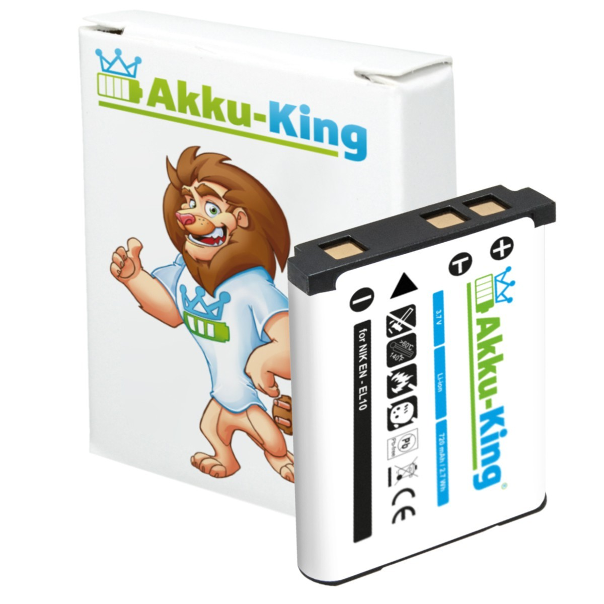 AKKU-KING Akku kompatibel mit Pentax Li-Ion 720mAh 3.7 Kamera-Akku, Volt, D-Li108