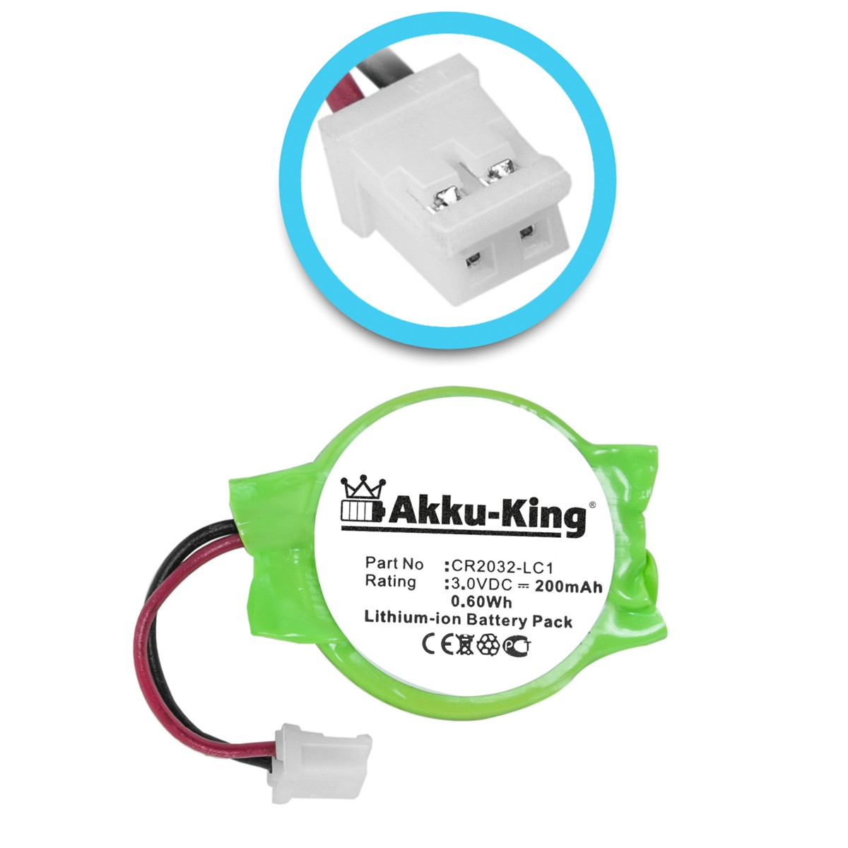 AKKU-KING Akku kompatibel mit Sony 3.0 Volt, CR2032-LC1 200mAh Geräte-Akku, Li-Ion