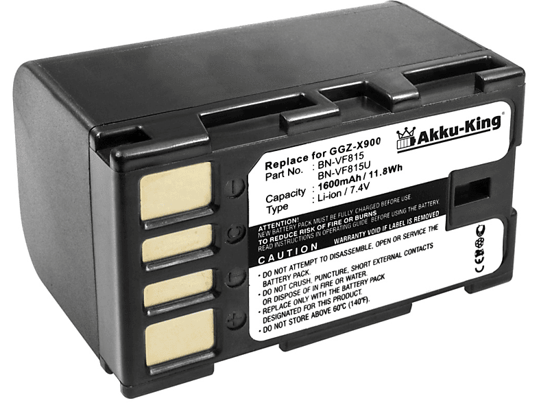 AKKU-KING Akku kompatibel mit JVC BN-VF815 Li-Ion Kamera-Akku, 7.4 Volt, 1600mAh