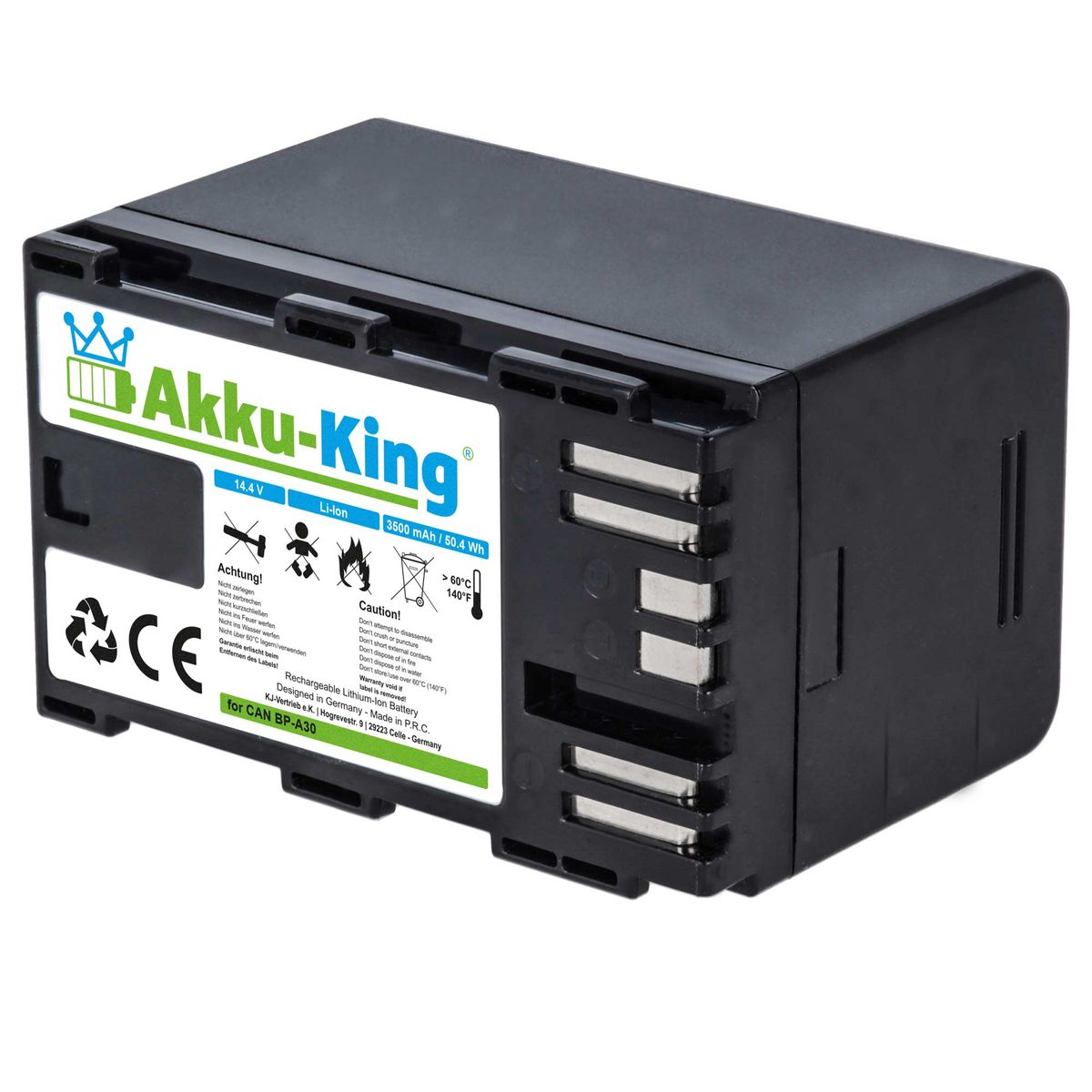 AKKU-KING Akku kompatibel mit Volt, 3500mAh Li-Ion Kamera-Akku, Canon 14.4 BP-A30