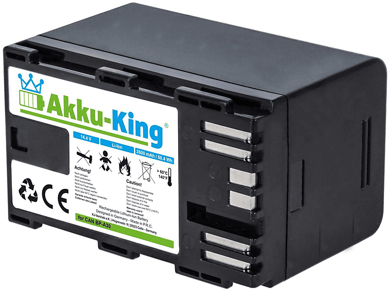 AKKU-KING Akku kompatibel mit Canon BP-A30 Li-Ion Kamera-Akku, 14.4 Volt, 3500mAh