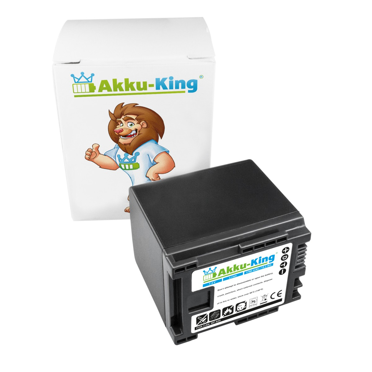 AKKU-KING Akku kompatibel BP-820 1780mAh Volt, Canon Kamera-Akku, 7.4 Li-Ion mit