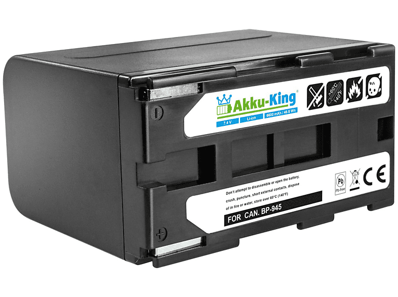 AKKU-KING Akku kompatibel mit Canon BP-945 Li-Ion Kamera-Akku, 7.4 Volt, 6600mAh