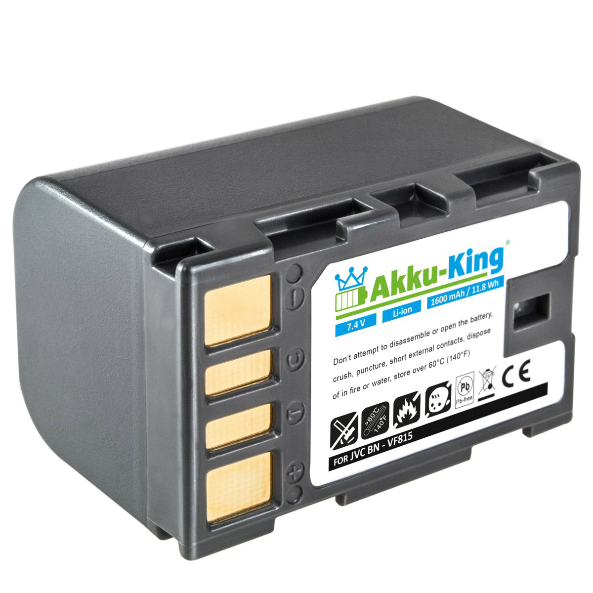 Volt, JVC Akku Kamera-Akku, Li-Ion mit AKKU-KING BN-VF815 7.4 1600mAh kompatibel