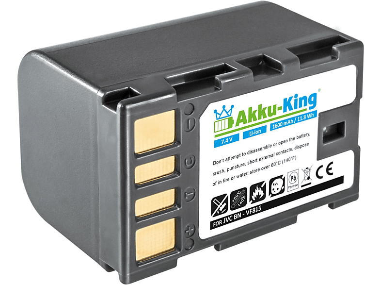 AKKU-KING BN-VF815 Akku kompatibel Li-Ion 1600mAh mit Kamera-Akku, JVC Volt, 7.4