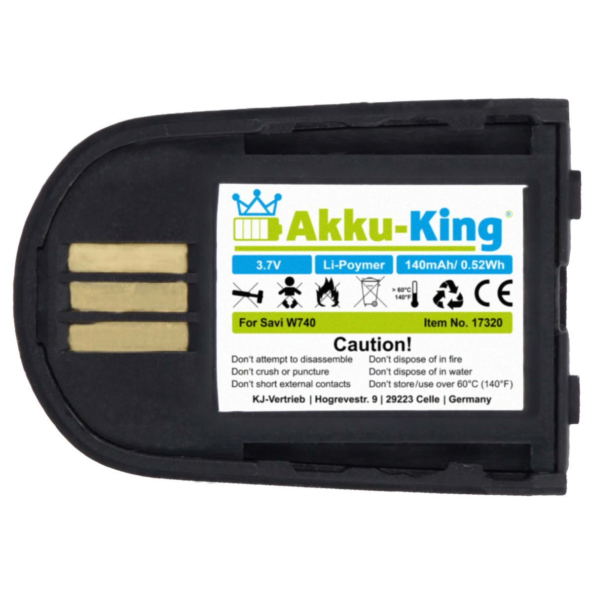kompatibel Geräte-Akku, Akku Li-Polymer AKKU-KING 84598-01 140mAh 3.7 Volt, mit Plantronics