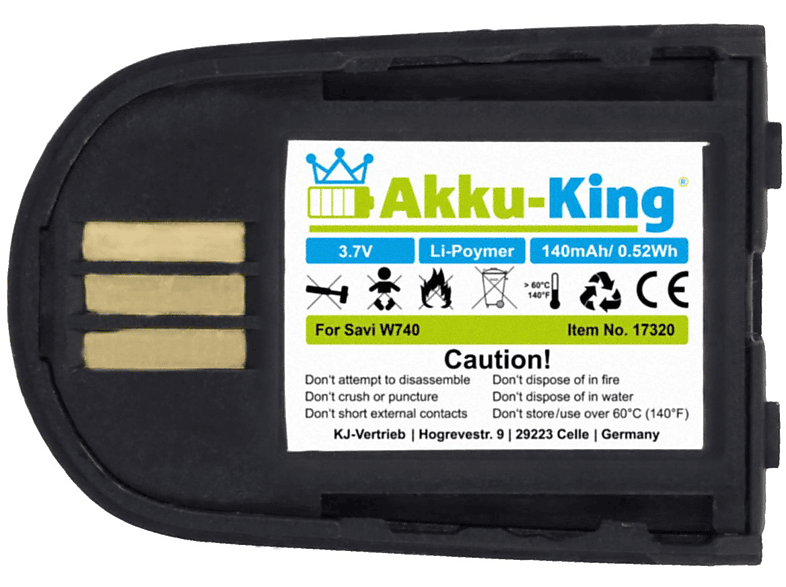 AKKU-KING Akku kompatibel mit Plantronics Geräte-Akku, 3.7 Volt, 140mAh 84598-01 Li-Polymer
