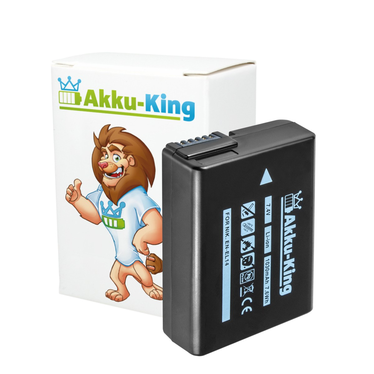 AKKU-KING Akku kompatibel mit Kamera-Akku, Li-Ion 1030mAh EN-EL14 Nikon Volt, 7.4