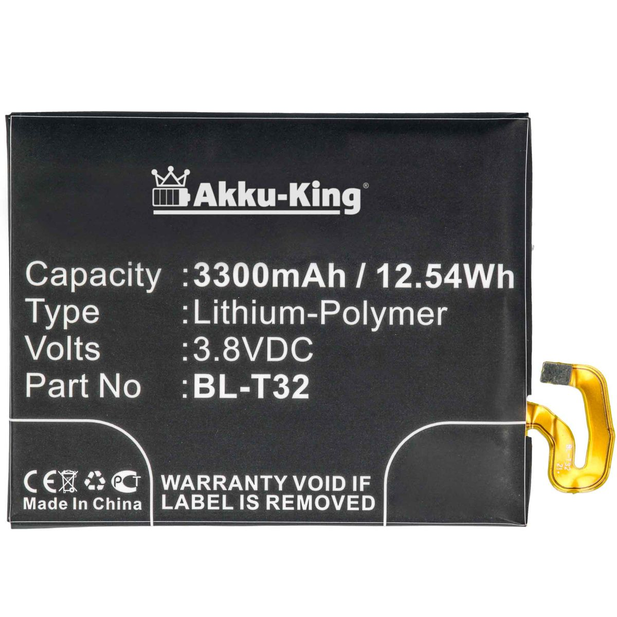 AKKU-KING Akku kompatibel mit BL-T32 Handy-Akku, LG 3.8 3300mAh Li-Polymer Volt