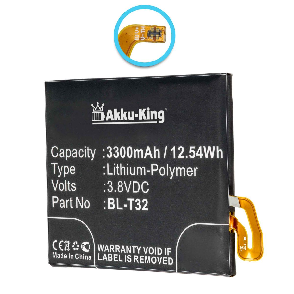 AKKU-KING Akku kompatibel mit BL-T32 Handy-Akku, LG 3.8 3300mAh Li-Polymer Volt