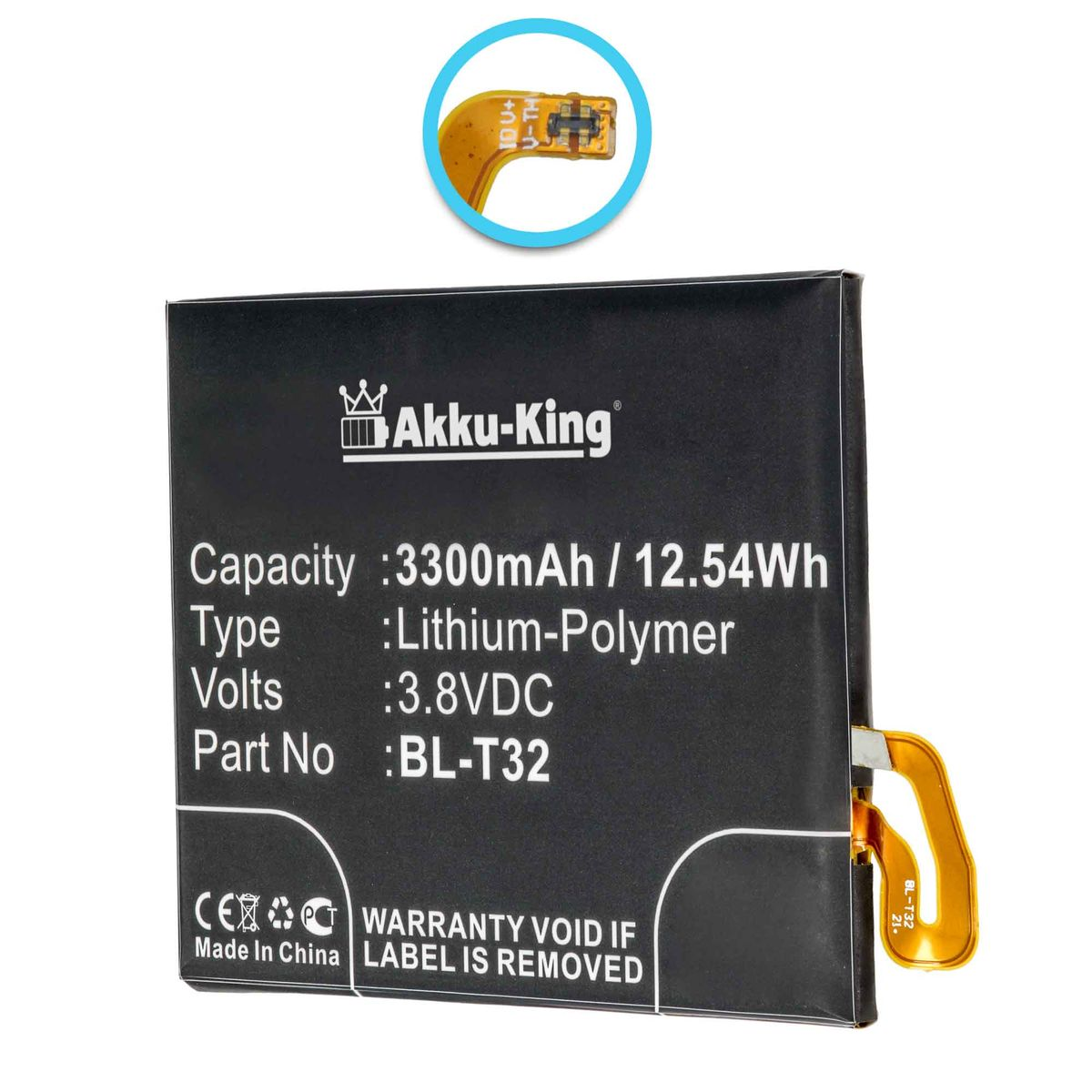 BL-T32 Handy-Akku, 3.8 Volt, Li-Polymer LG AKKU-KING Akku kompatibel 3300mAh mit