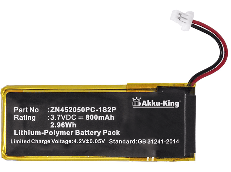 AKKU-KING Akku kompatibel mit Cardo ZN452050PC-1S2P Li-Polymer Geräte-Akku, 3.7 Volt, 800mAh