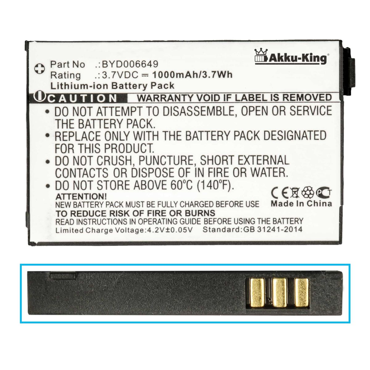 kompatibel Volt, mit BYD001743 Philips Geräte-Akku, Li-Ion Akku 1000mAh 3.7 AKKU-KING