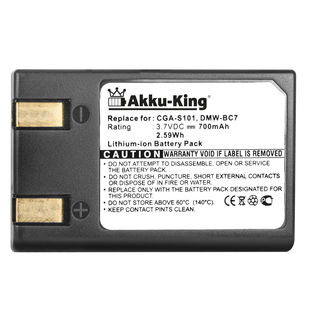 mit DMW-BC7 3.7 Akku Li-Ion AKKU-KING kompatibel Kamera-Akku, Volt, Panasonic 700mAh