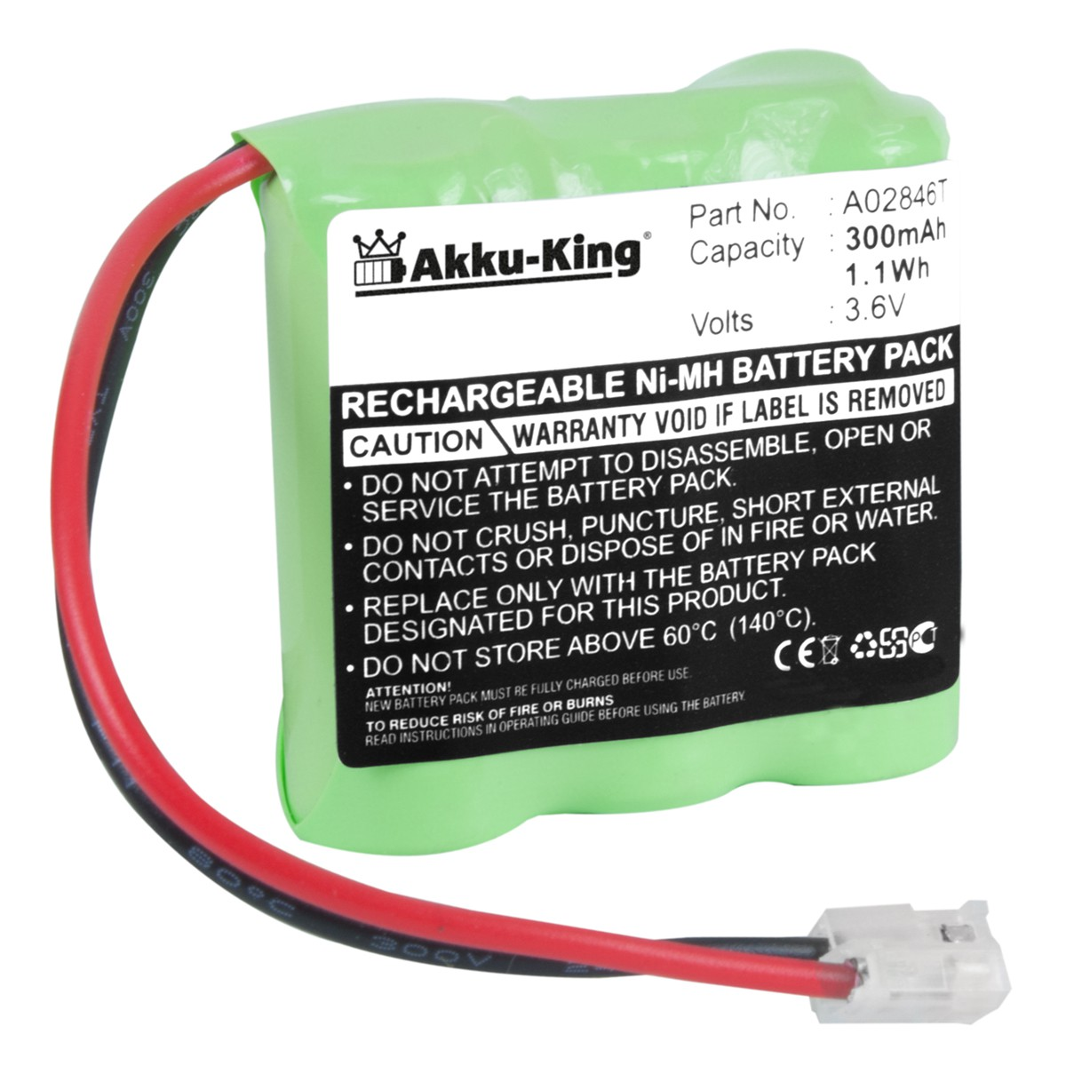 AKKU-KING Akku kompatibel 3AAA-3 3.6 Geräte-Akku, 300mAh Ni-MH Volt, mit Siemens