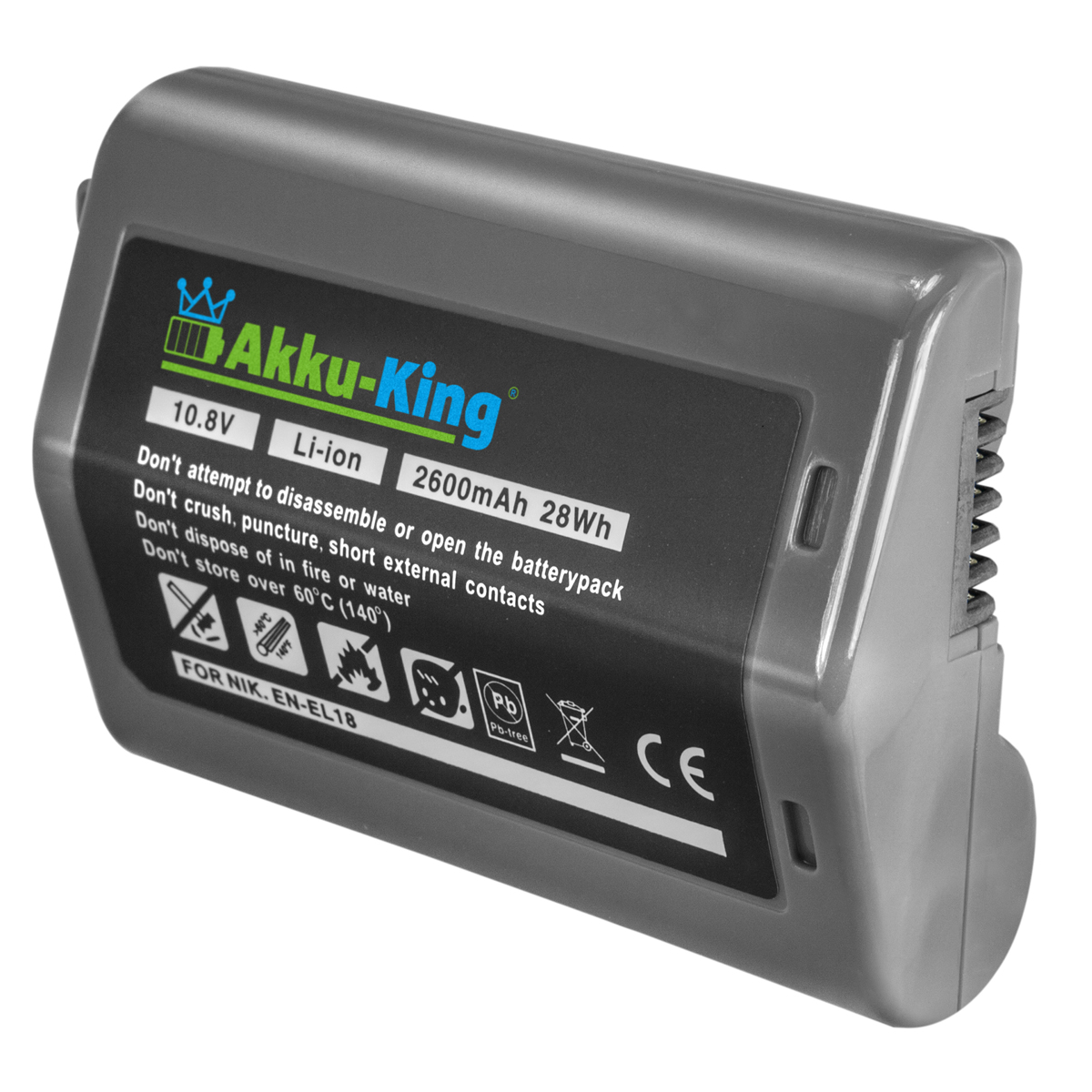 AKKU-KING Akku kompatibel mit 10.8 Kamera-Akku, 2600mAh Nikon Li-Ion Volt, EN-EL18