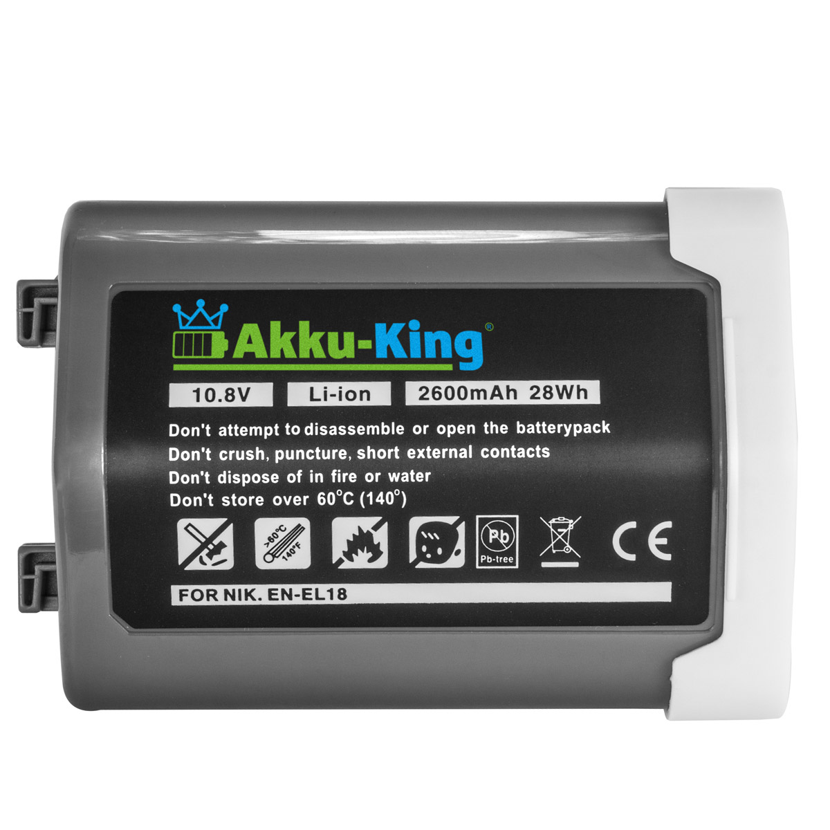 AKKU-KING Akku kompatibel mit 10.8 Nikon Kamera-Akku, 2600mAh Li-Ion Volt, EN-EL18