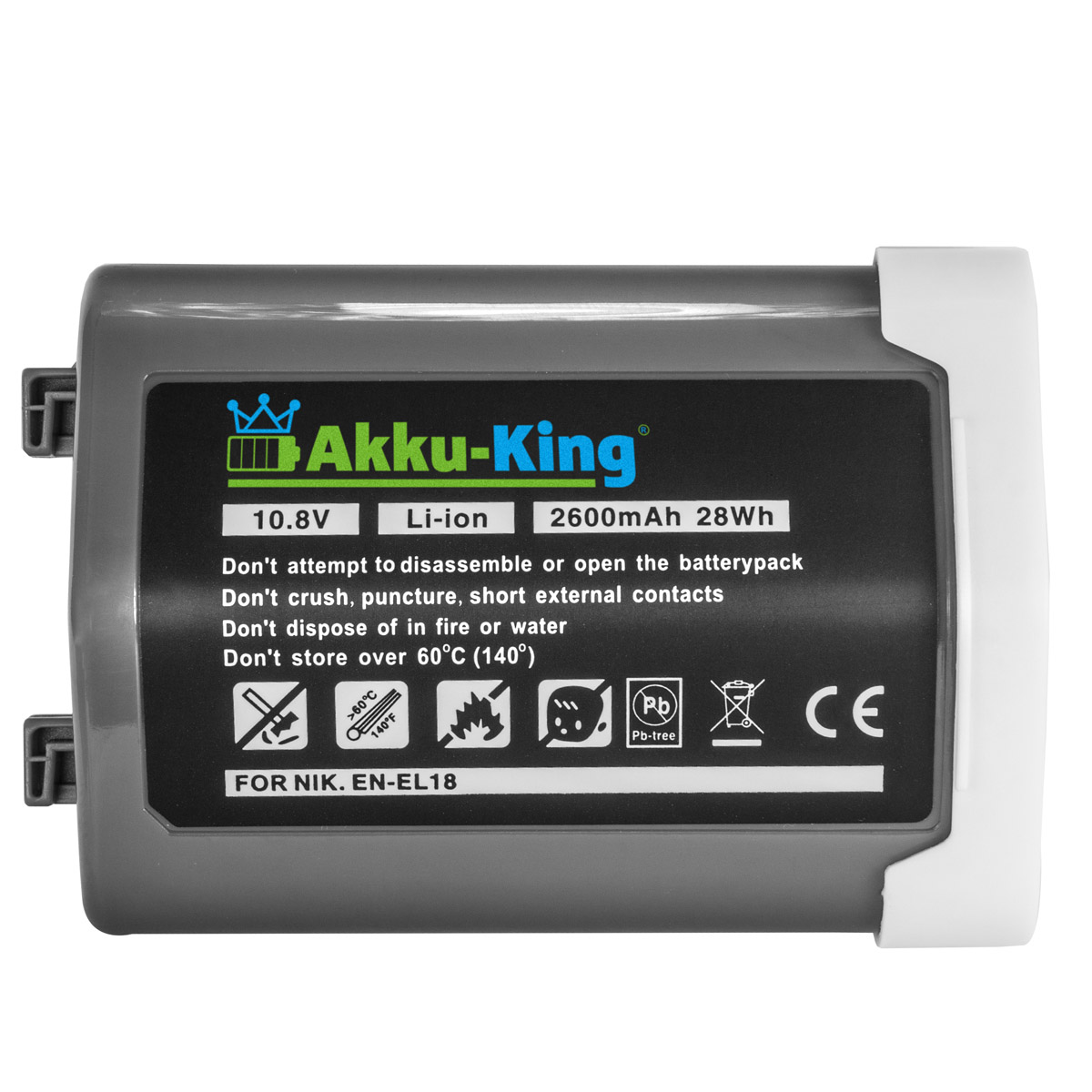 AKKU-KING Akku kompatibel mit 10.8 Kamera-Akku, 2600mAh Nikon Li-Ion Volt, EN-EL18