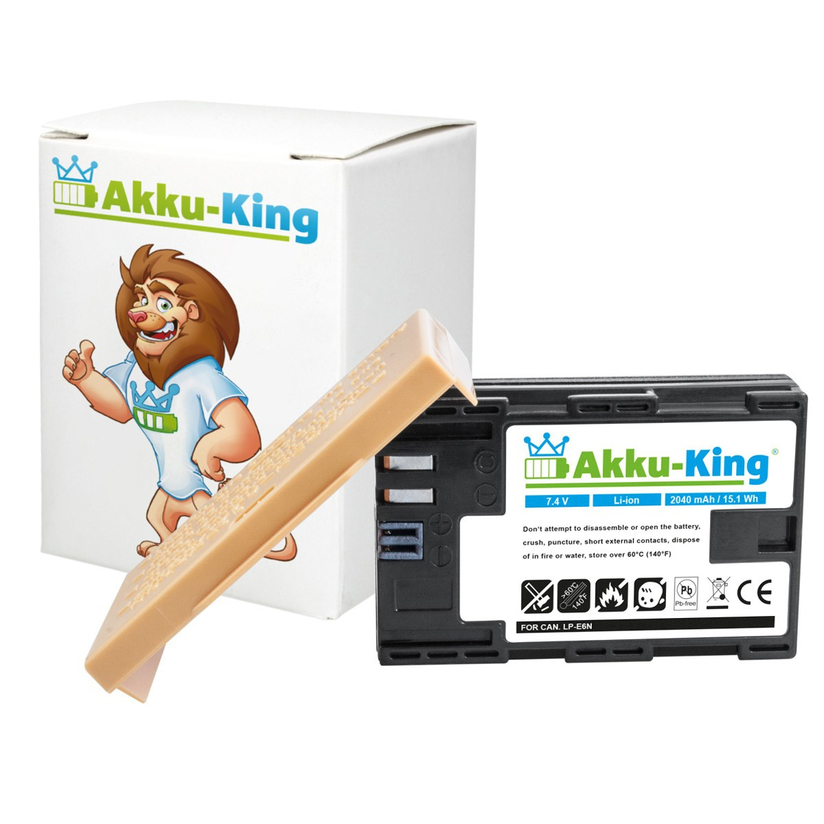 AKKU-KING Akku mit Volt, Canon kompatibel 7.4 2040mAh Li-Ion LP-E6N Kamera-Akku