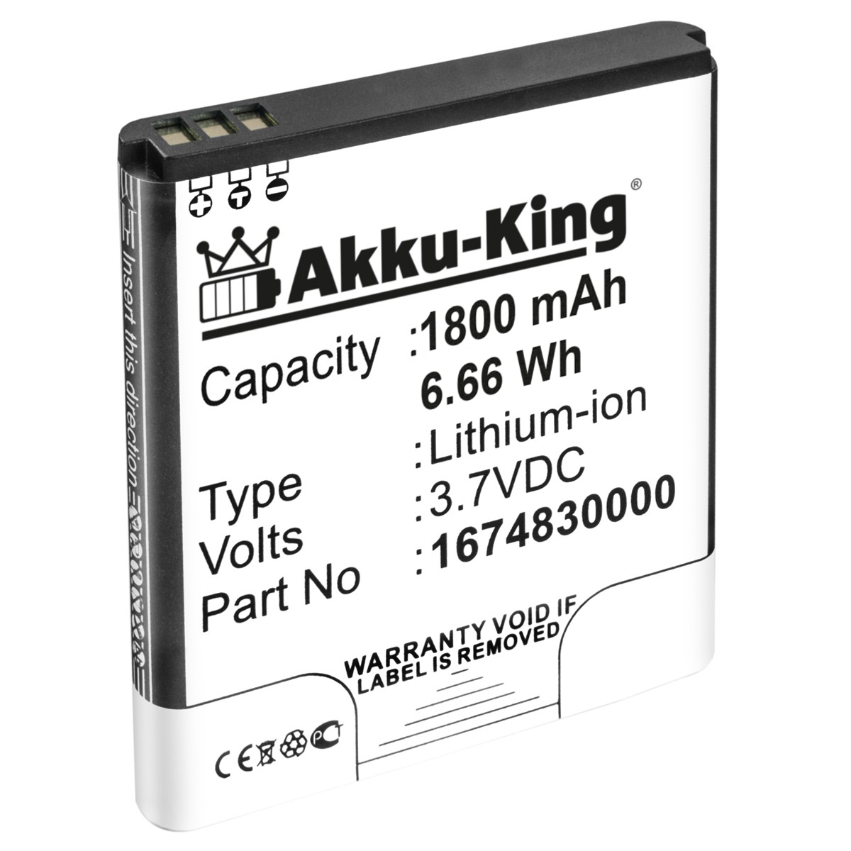 AKKU-KING Akku kompatibel mit Falk Li-Ion Geräte-Akku, 1674830000 3.7 Volt, 1800mAh