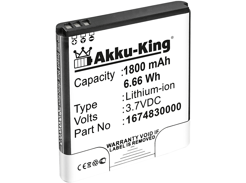 AKKU-KING Akku kompatibel mit Falk 1674830000 Li-Ion Geräte-Akku, 3.7 Volt, 1800mAh