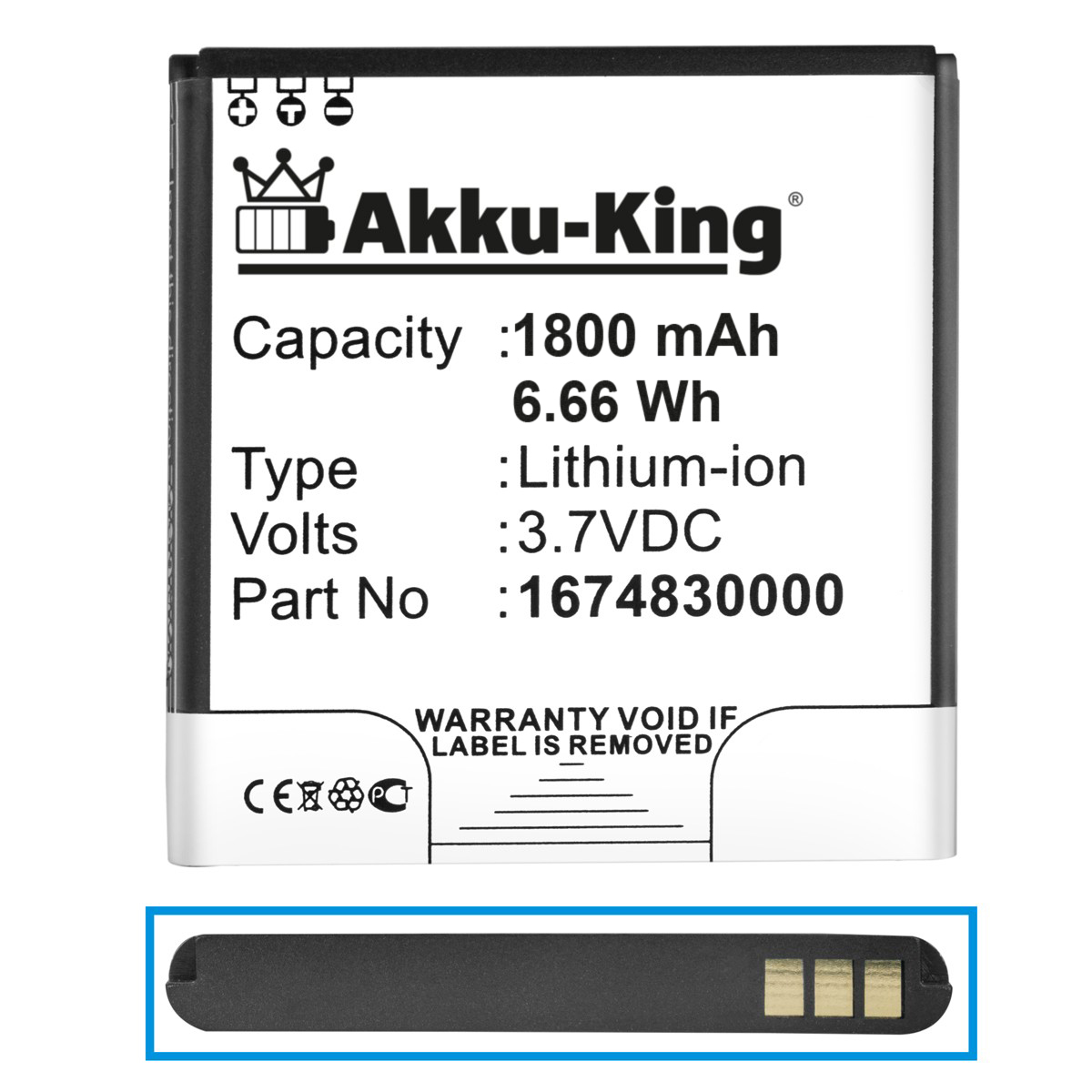 1674830000 kompatibel Geräte-Akku, Volt, 1800mAh AKKU-KING Akku Li-Ion Falk 3.7 mit