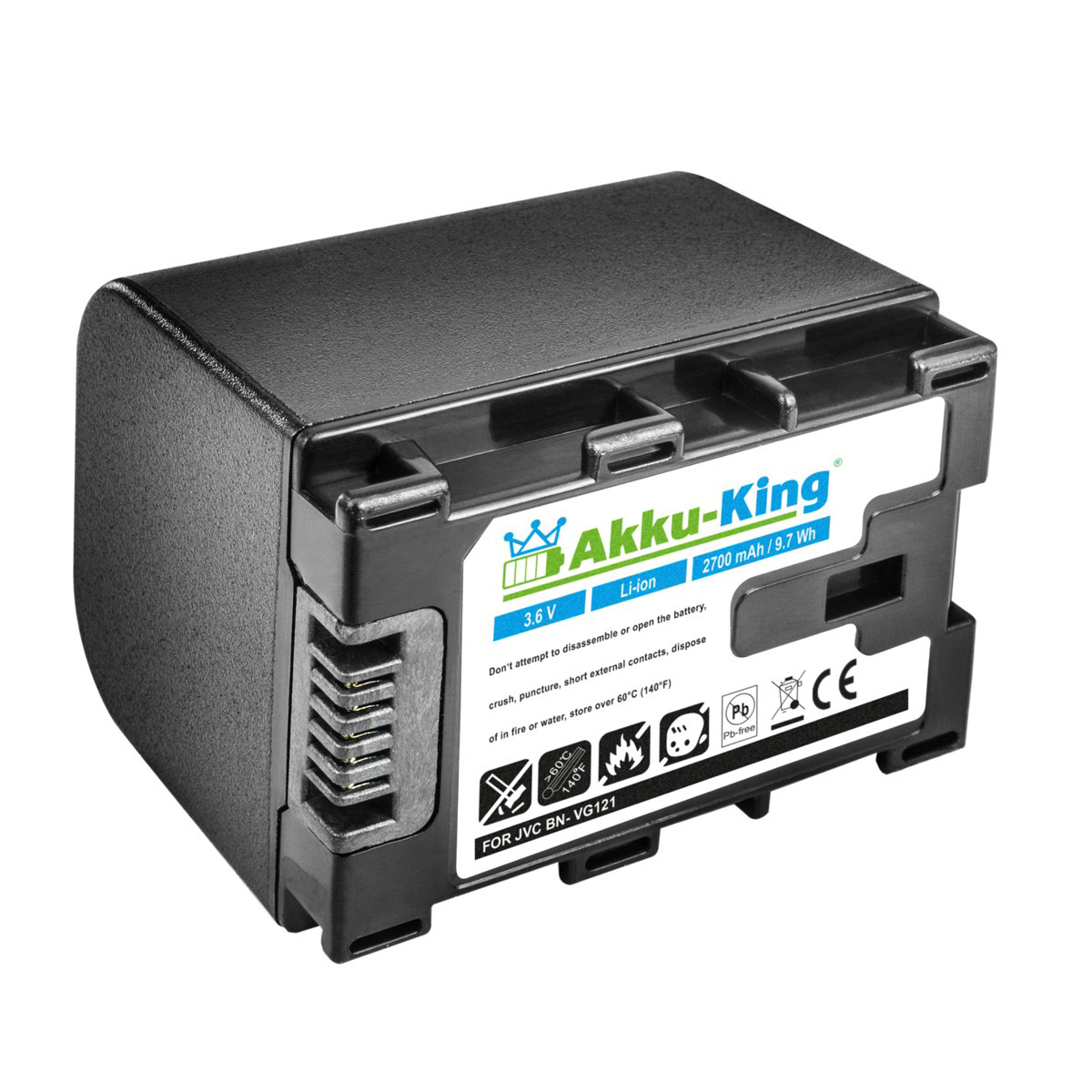 AKKU-KING Akku kompatibel mit BN-VG121 2700mAh JVC Volt, 3.6 Kamera-Akku, Li-Ion