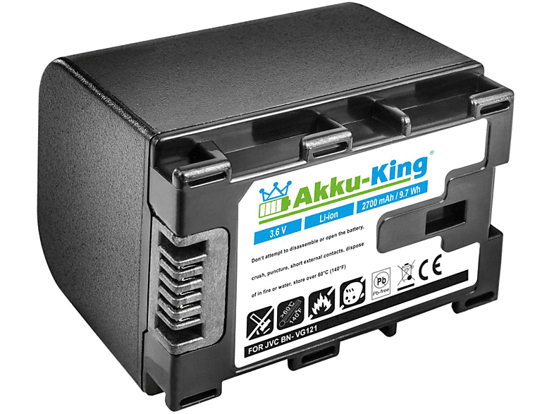 2700mAh BN-VG121 mit AKKU-KING kompatibel Volt, Li-Ion Akku JVC Kamera-Akku, 3.6