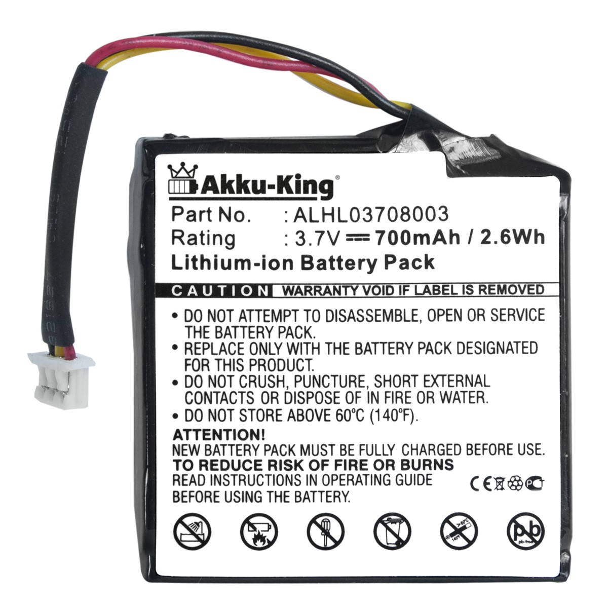 AKKU-KING Akku kompatibel mit Geräte-Akku, Volt, 700mAh Li-Ion 3.7 TomTom ALHL03708003