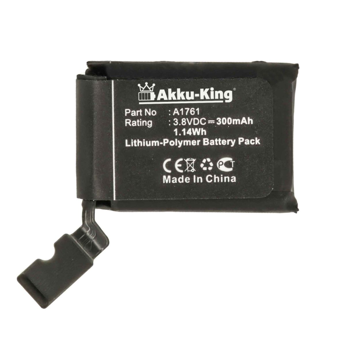 AKKU-KING Akku kompatibel 300mAh A1761 Apple Li-Polymer Smartwatch-Akku, Volt, 3.8 mit