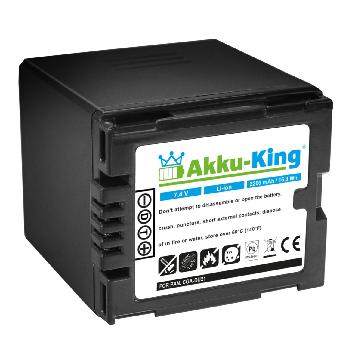 AKKU-KING Akku kompatibel mit Panasonic Li-Ion 7.4 CGA-DU21 Volt, 2200mAh Kamera-Akku